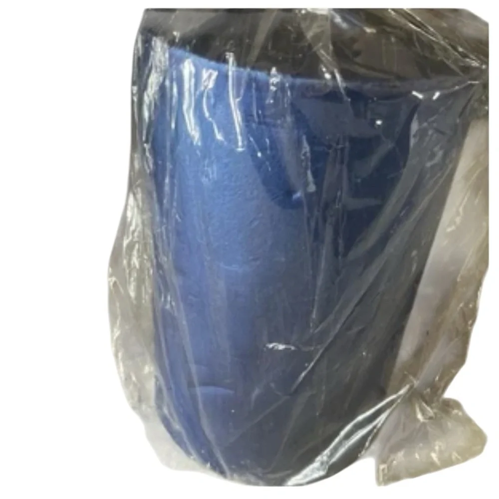 Vintage crate & barrel pillar candle cobalt blue veined 110 hr burning time